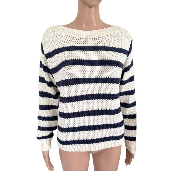 Madewell Striped Oversized Sweater XS Fisherman Coastal Grandma Nautical Preppy - Picture 1 of 8